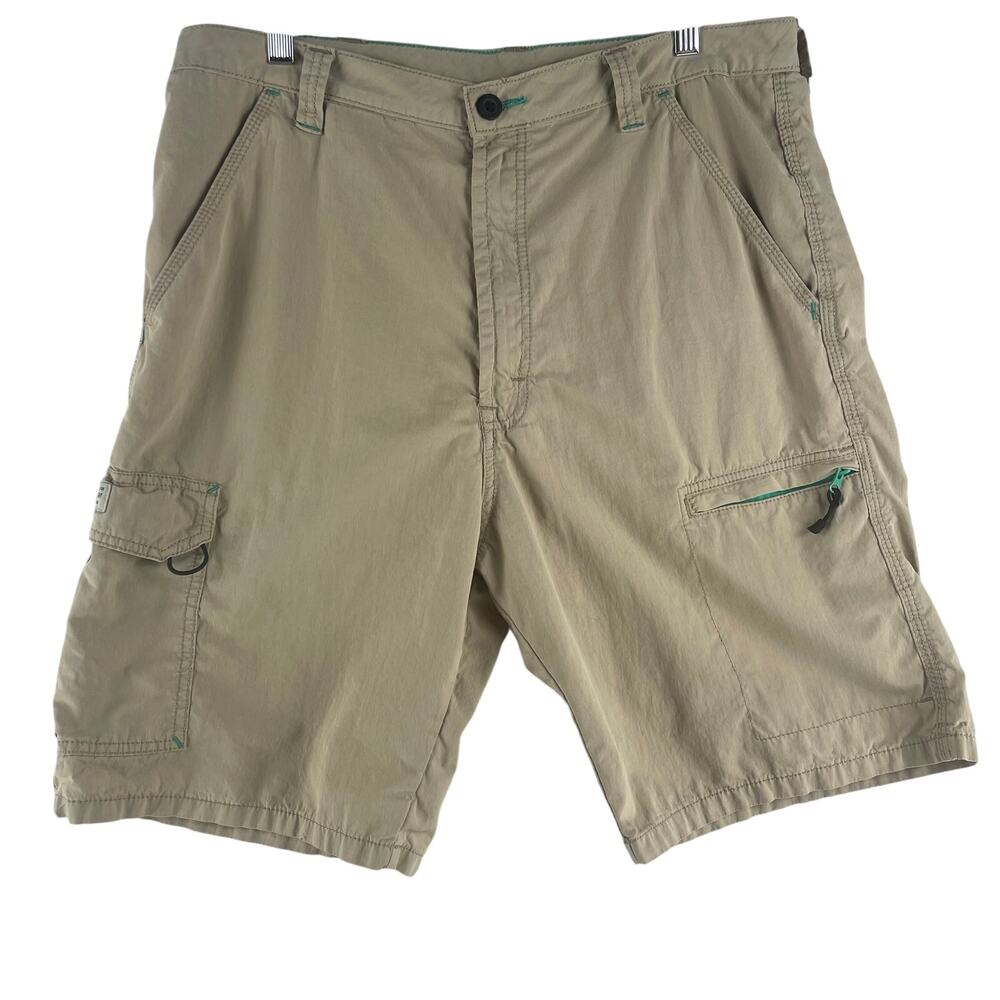 Wrangler Mens Authentic Issue Performance Hybrid Cargo Shorts 34 Khaki Stitch